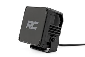 LED Light Pods - Rough Country - 4 Inch Chrome Series, Square, Amber DRL - Chrome